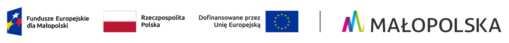 grafika zawierająca logo Fundusze Europejskie dla małopolski, flagę Rzecz Pospolitej Polskiej, Flagę Uni Europejskiej, logo Małopolski